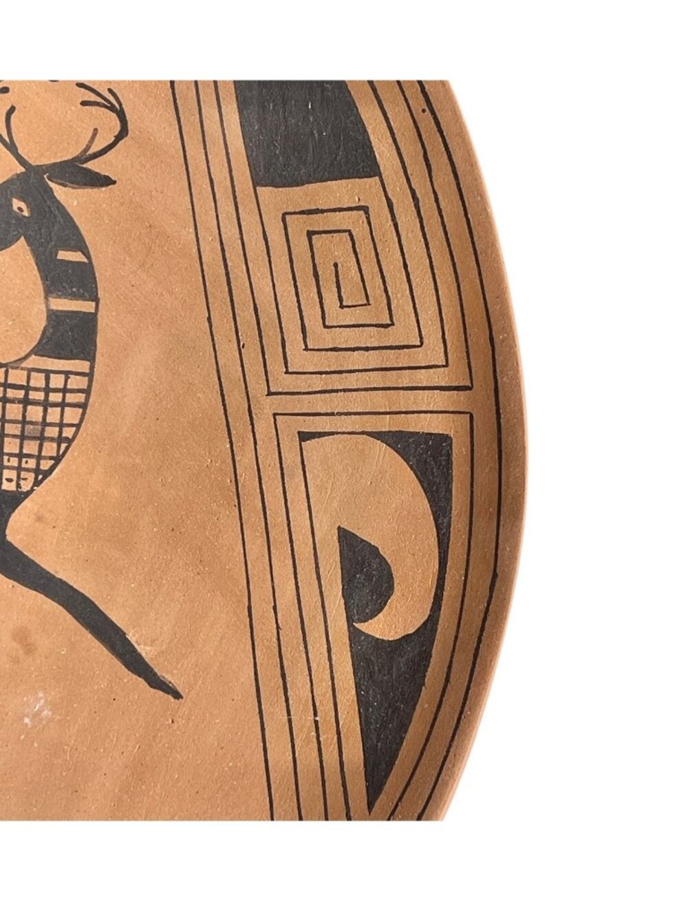 Signed Julio Mora Bowl Handcrafted Mata Ortiz Ceramic Leaping Deer Tan Black - Picture 8 of 16